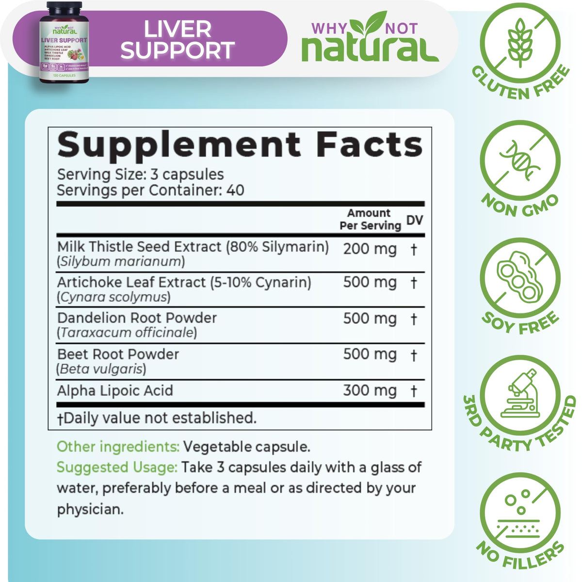 5-in-1 Liver Health Formula Supplement for Detox and Cleanse - Milk Thistle