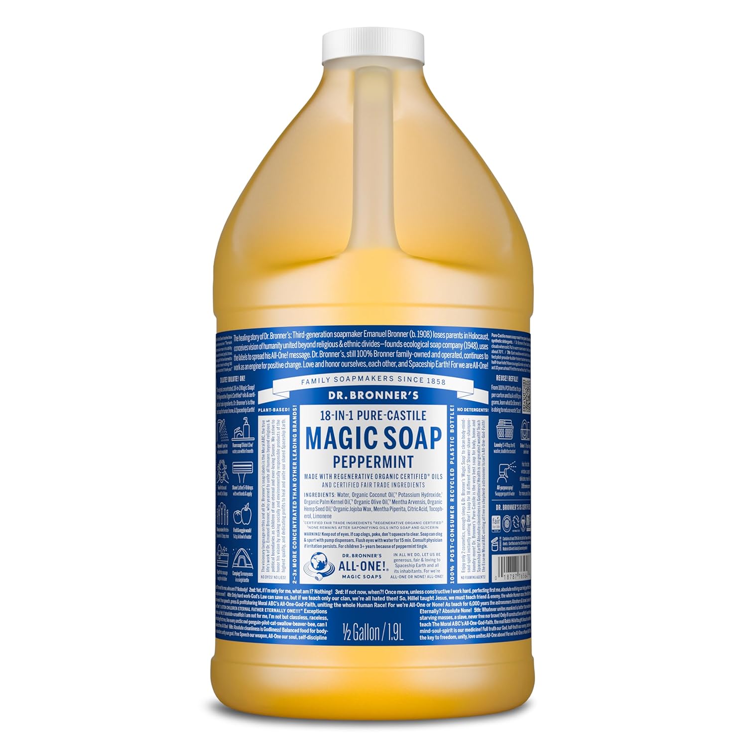 Buy now Dr. Bronner's Pure-Castile Magic Liquid Soap- Made with Regenerative Organic Oils- For Body, Face, Hair, Dishes, Pets, Laundry Natural, Vegan, Non-GMO - Peppermint, 32 oz (2-Pack) 64 Ounce (Pack of 1) at indiglob india
