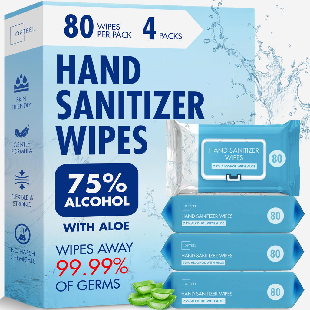 OPTEEL Hand Sanitizer Wipes 75% Alcohol, Aloe Infused, Antibacterial 320ct.