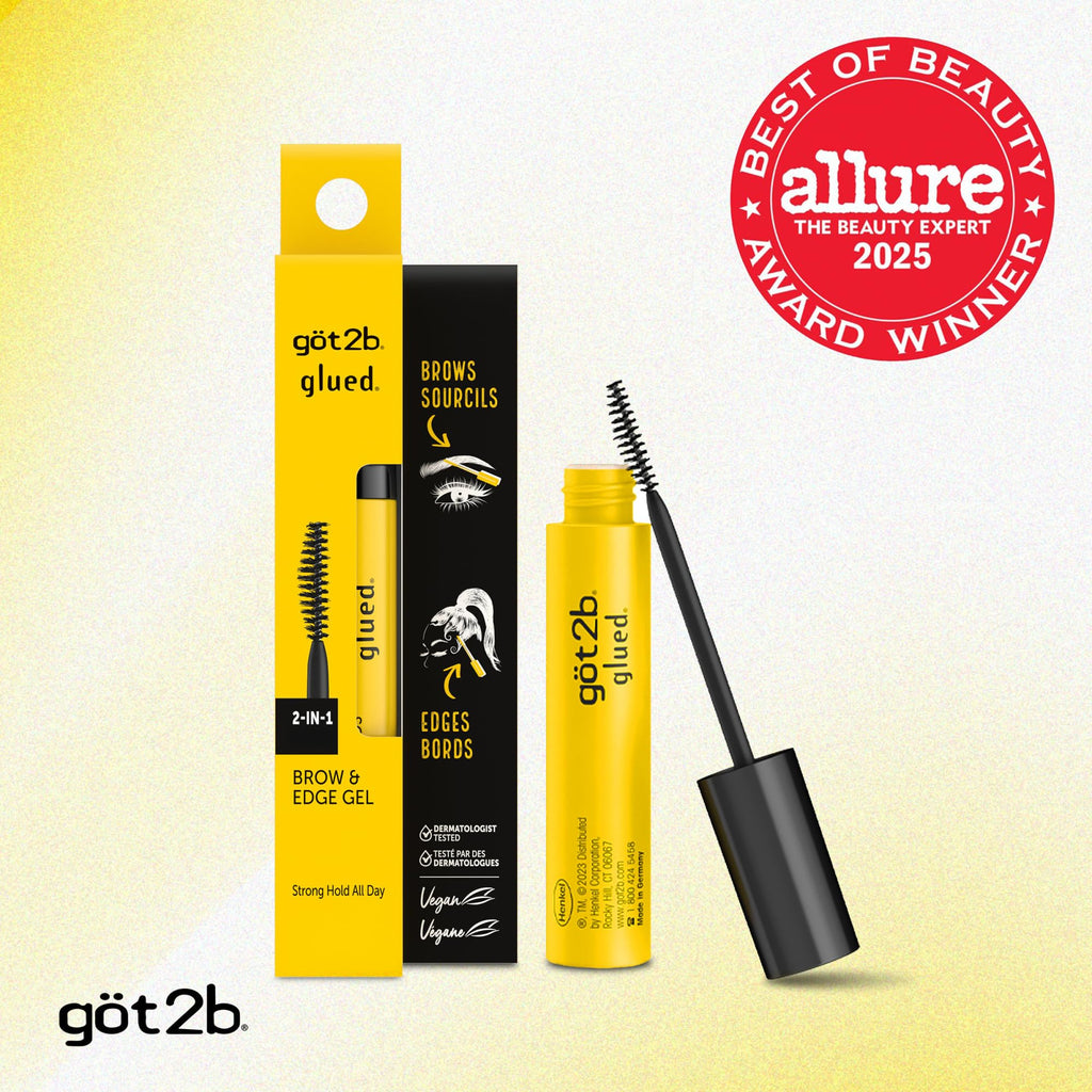 got2b Glued Brow Gel & Edge Control, Strong Hold, Clear, 0.54 Fl Oz | Tames brows and flyaways, Sweat-resistant with castor oil, Quick-dry formula, Vegan formula, Dual-sided brush