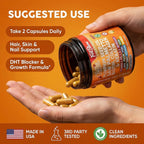 Clean Nutra Pumpkin Seed Oil Capsules + Saw Palmetto Biotin Collagen Keratin MSM Folate Hyaluronic Acid Supplements B12 Zinc Hair Supplement for Women Men Iodine 5-MTHF B-12 Vitamin B9-60 Pills