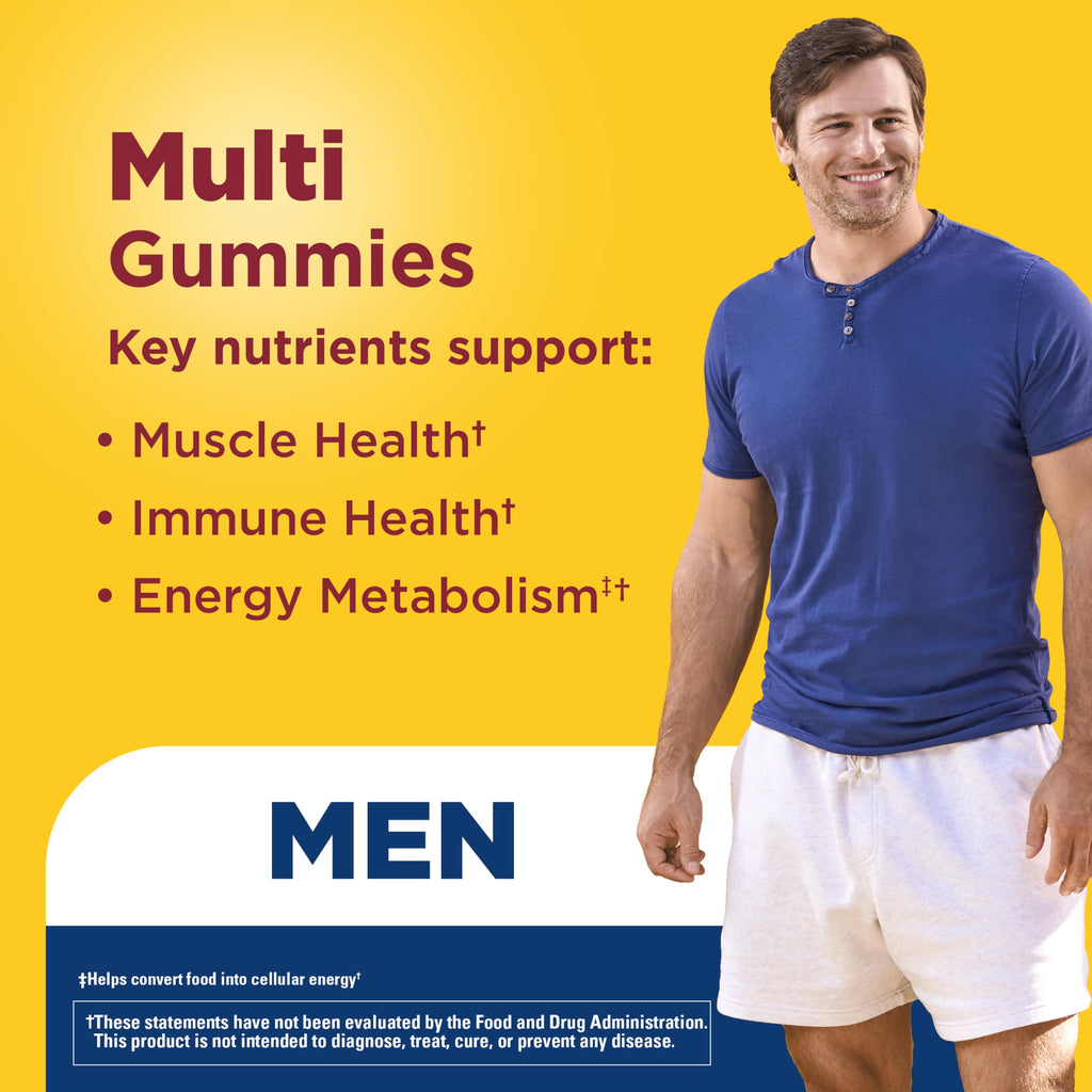 Nature Made Multi for Men, Mens Multivitamins Gummies, 150 Count | Gummy Vitamins and Minerals for Energy Metabolism Support, Multivitamin for Men, Cherry & Mixed Berry Flavors, 75 Day Supply