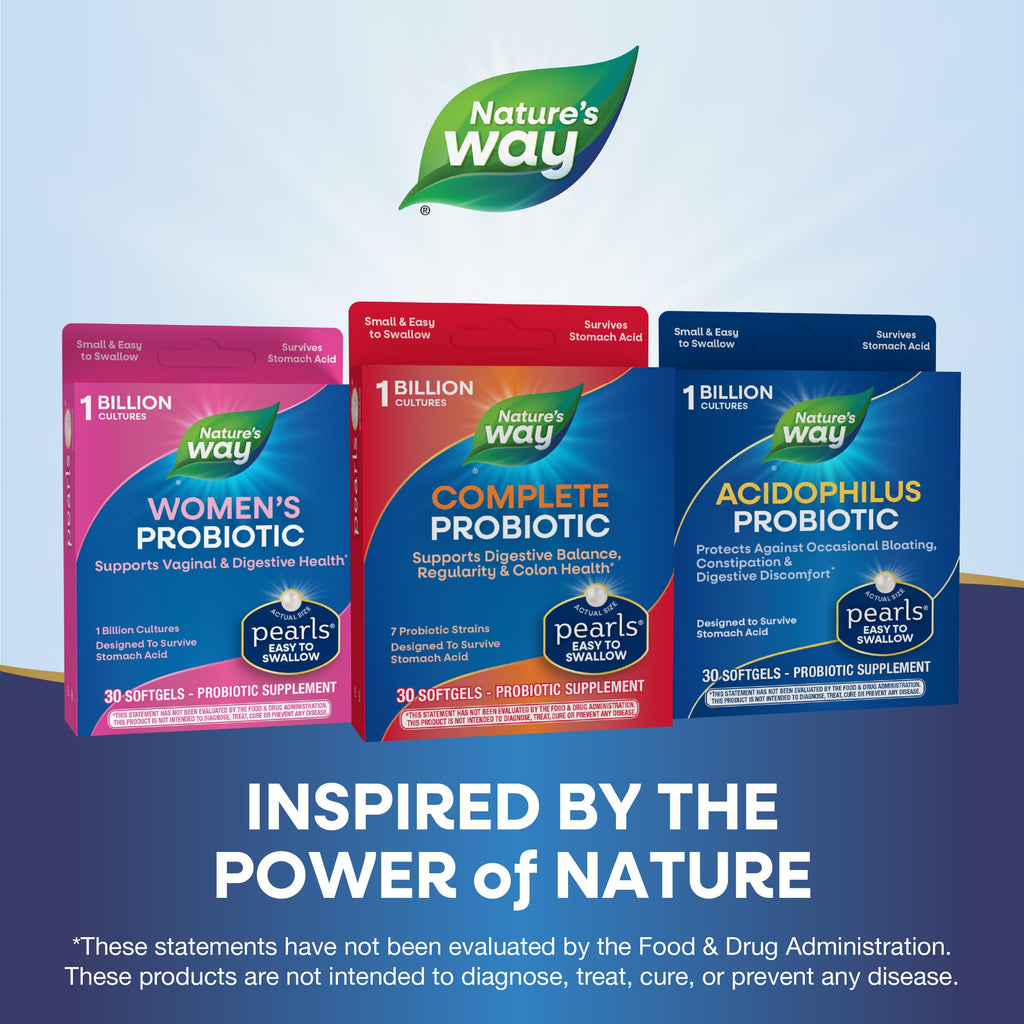 Nature's Way Complete Probiotic Pearls,Supports Digestive Balance*,1 Billion Live Cultures,Supplement for Men and Women,No Refrigeration Required,30 softgels,(Pack of 2)