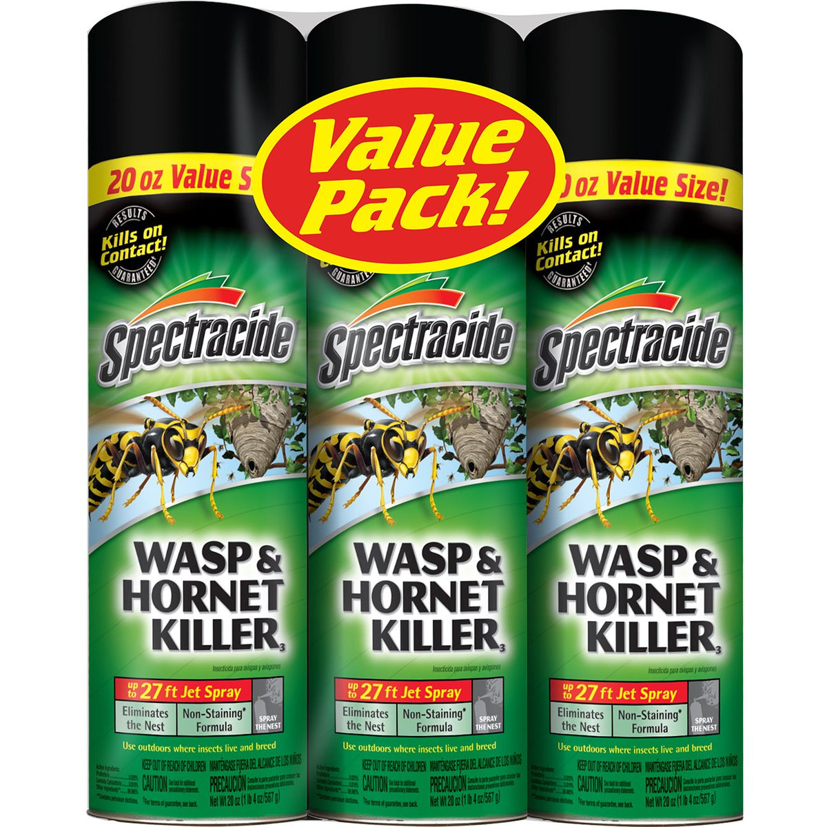 Spectracide Wasp and Hornet Killer Aerosol, 20-Ounce, 3-Pack
