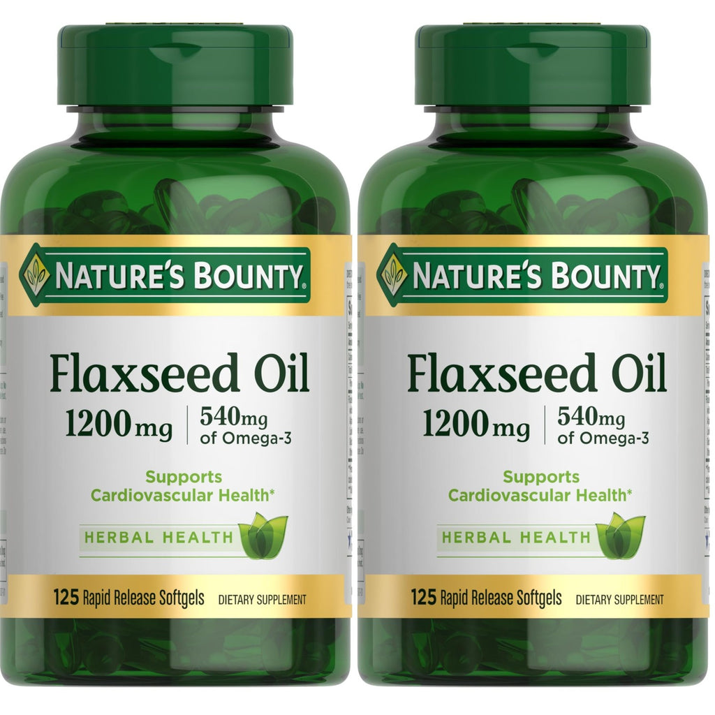Nature's Bounty Flaxseed and Omega 3, 1200mg, 125 Softgels | Supports Cardiovascular Health