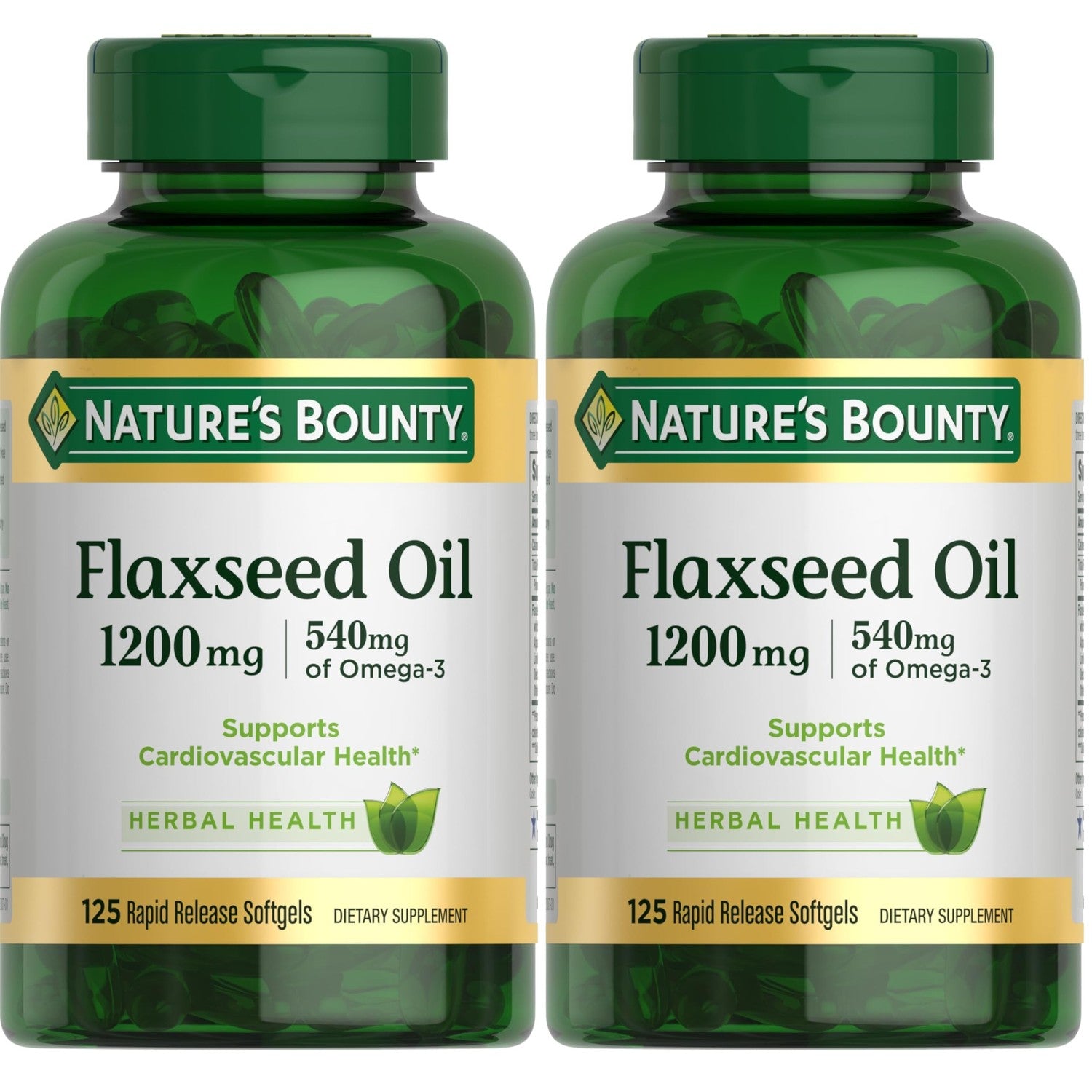 Nature's Bounty Flaxseed and Omega 3, 1200mg, 125 Softgels | Supports Cardiovascular Health
