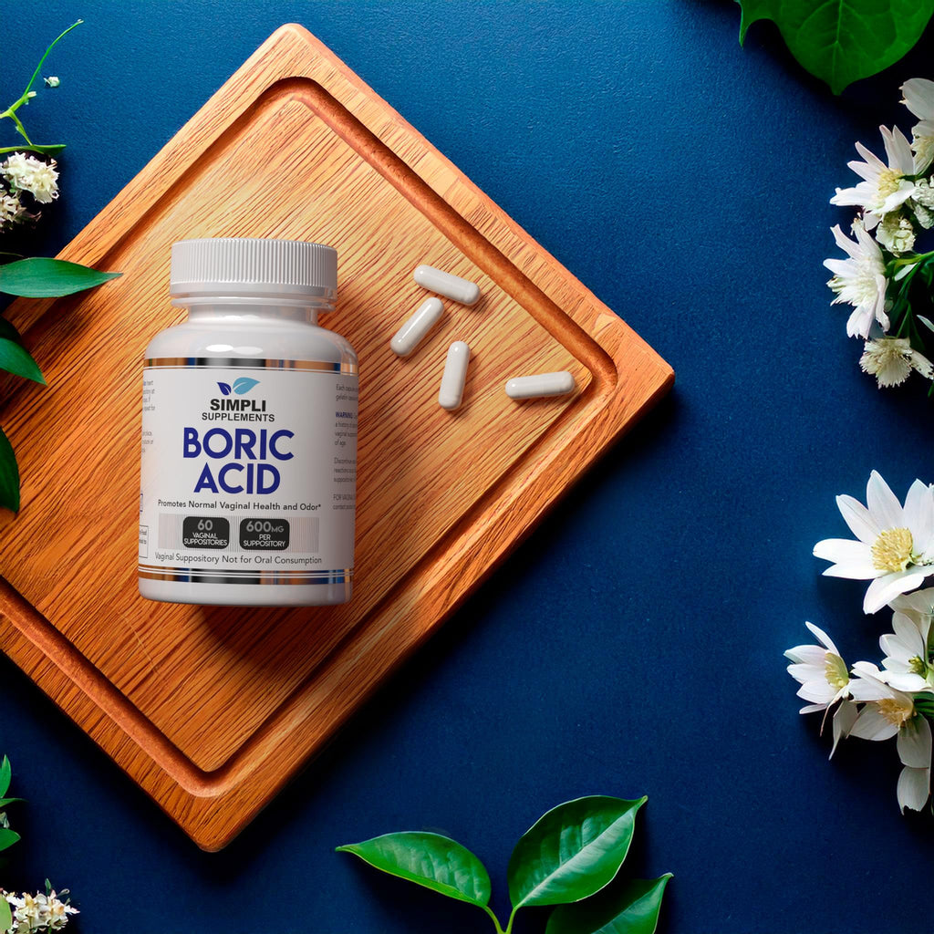 Simpli Supplements Boric Acid Suppositories for Women 600mg | 60 Count | Feminine Hygiene Support | Vaginal pH Balance & Freshness