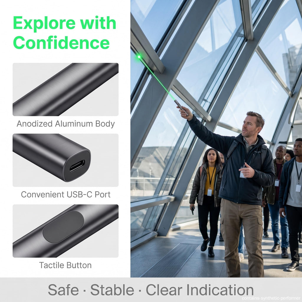 Green Laser Alignment Tool, Class 2 Compliant Indicator for Office Presentations, Training Sessions & Site Measurement (Grey)