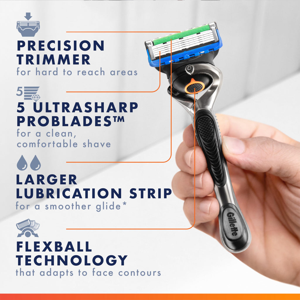 Gillette Fusion5 ProGlide Razor for Men, 12 Blade Refills with Precision Trimmer