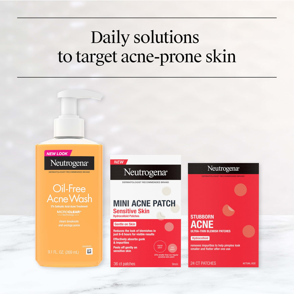 Neutrogena Stubborn Acne Patches, Ultra-Thin Pimple Patches, 24 Ct | Hydrocolloid Absorbs Impurities, Ultra-Thin, Works Overnight, Pimple Patches