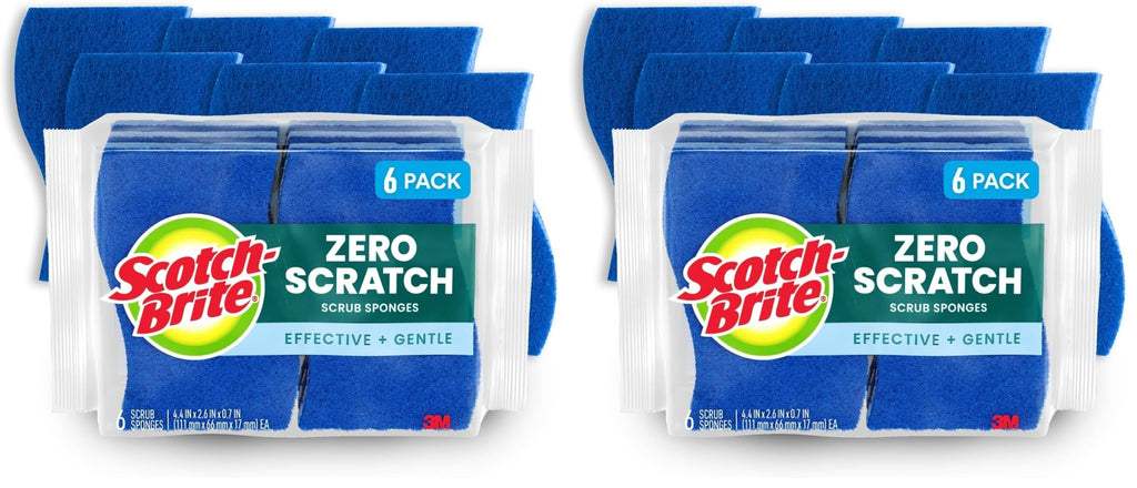 Buy now Scotch-Brite Zero Scratch Scrub Sponge, 6 Kitchen Sponges for Cleaning Around the Home, Bathroom & More, Scratch-free Dish Scrubber, Multi-surface Safe, Best for Nonstick Pots and Pans at indiglob india