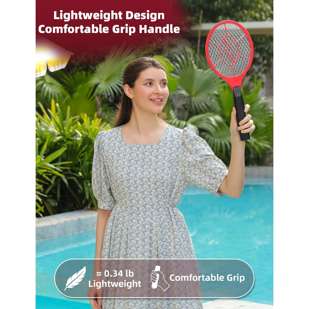 Electric Fly Swatter 2 Pack (Red & Blue), Battery Powered Bug Zapper Racket for Mosquitoes & Flies, Safe Protective Mesh, Indoor & Outdoor Use, Batteries Not Included
