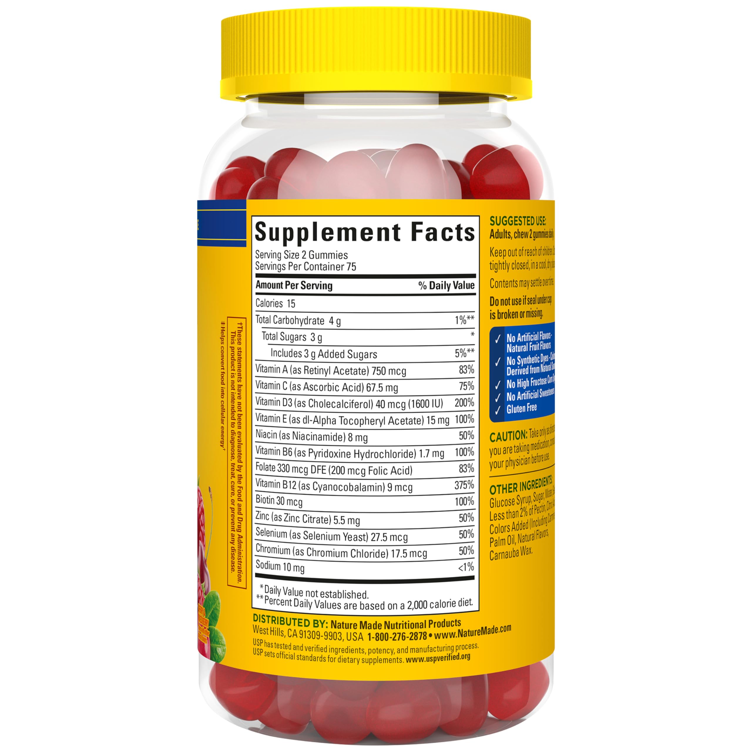 Nature Made Multi for Men, Mens Multivitamins Gummies, 150 Count | Gummy Vitamins and Minerals for Energy Metabolism Support, Multivitamin for Men, Cherry & Mixed Berry Flavors, 75 Day Supply