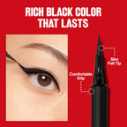 Revlon ColorStay Sharp Line Liquid Eyeliner, Blackest Black, 0.04 fl oz | Waterproof liquid eyeliner with felt tip for sharp, thin-to-thick lines. Smudge-proof, long-lasting.