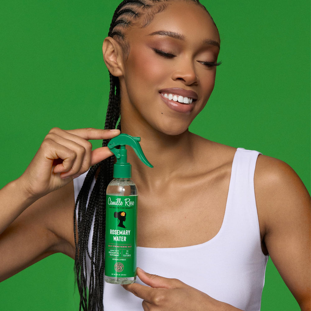 Camille Rose Rosemary Water Strengthening Hair Mist, 2-Pack, 8 Oz Ea | Daily Rosemary Water Mist with Peppermint & Aloe Vera to Strengthen, Hydrate & Refresh Hair and Scalp