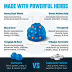 Testosterone Booster Gummies, Male Enhancing Supplement, Add 2 in” Enlargement Gummies for Men , Male Enhancement Chews Energy, Strength, Stamina, Endurance, Performance, Natural Blue Berry Chews