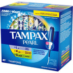 Buy now Tampax Pearl Tampons for Women Multipack, with LeakGuard Braid, Light/Regular/Super Absorbency, Unscented, 47 Count at indiglob india