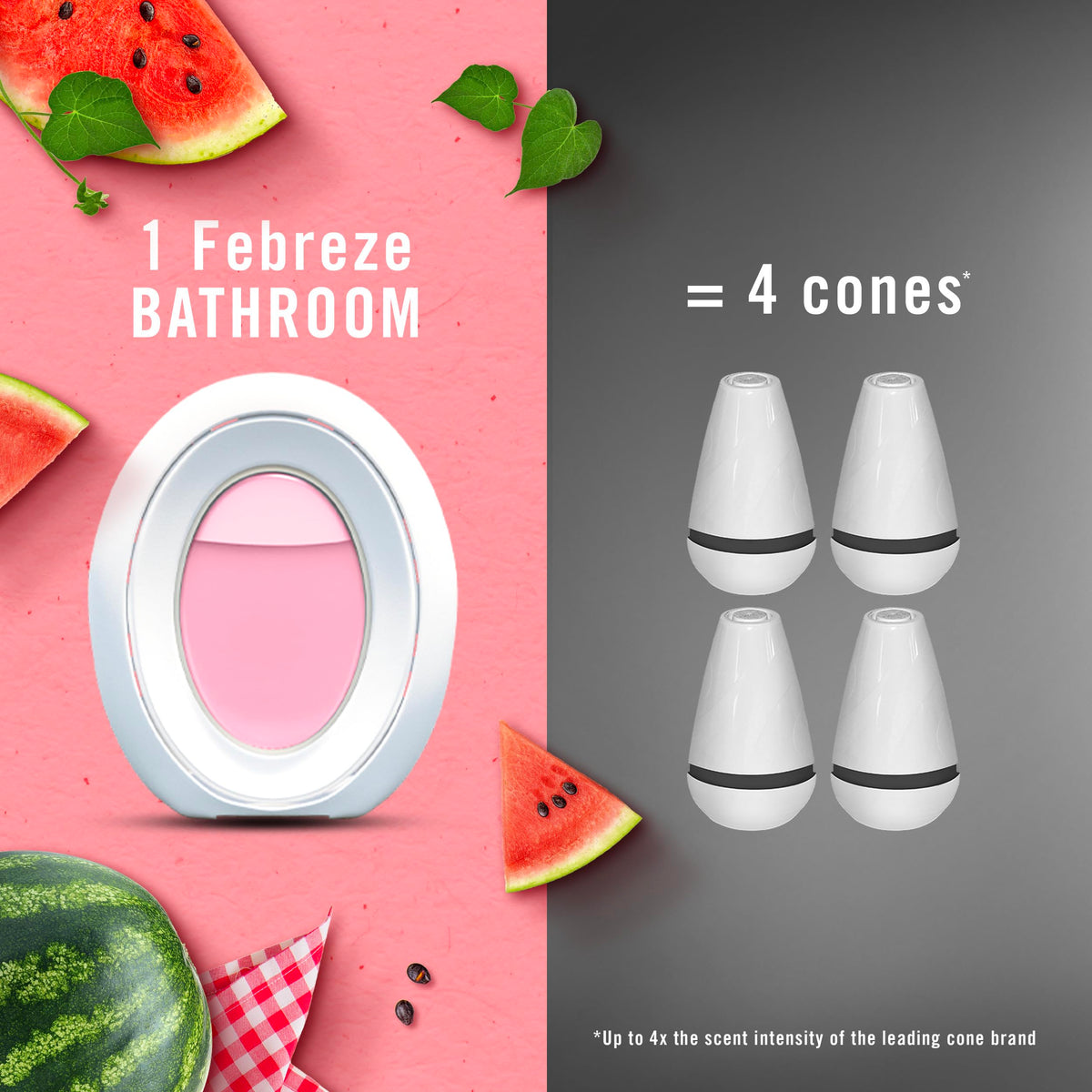 Febreze Bathroom Air Freshener, Odor-Fighting, Plug In Alternative, Air Fresheners for Small Spaces in Home, Bathroom, Kitchen, & Closet, Lilac & Watermelon Scents, 4ct (2 of Each Scent)