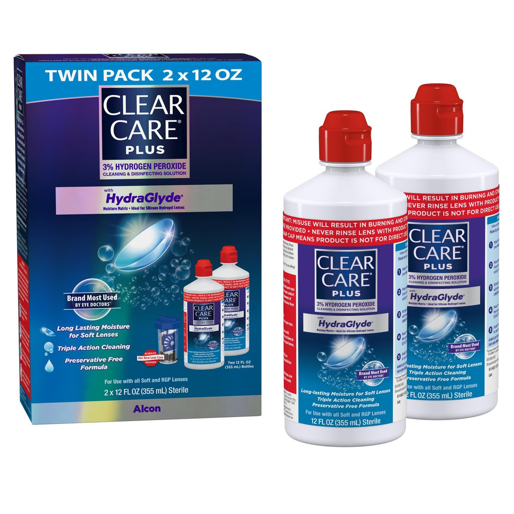 CLEAR CARE Plus Cleaning & Disinfecting Contact Lens Solution, 12 Oz 2 Pack