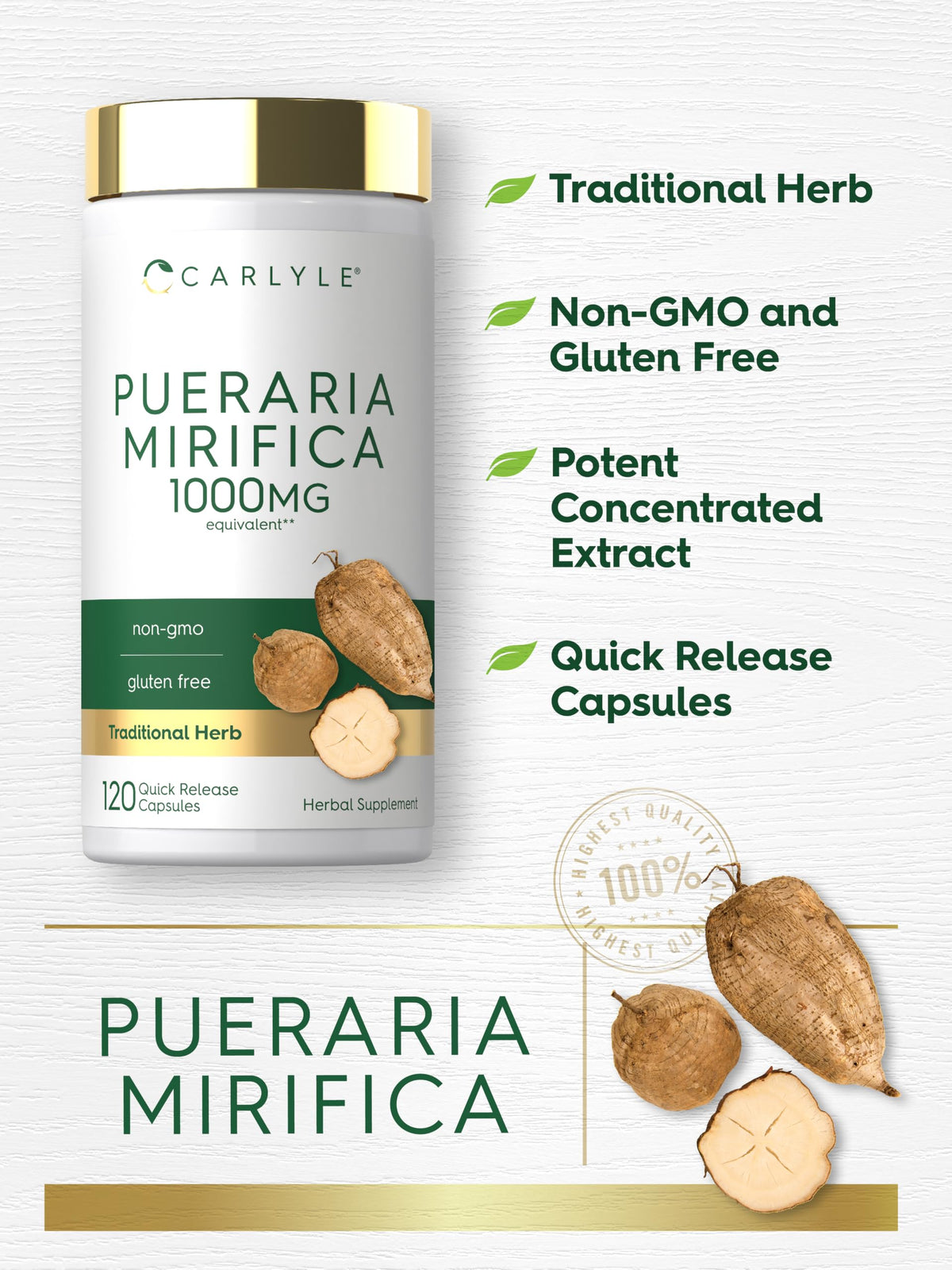 Carlyle Pueraria Mirifica Capsules | 120 Count | Root Extract