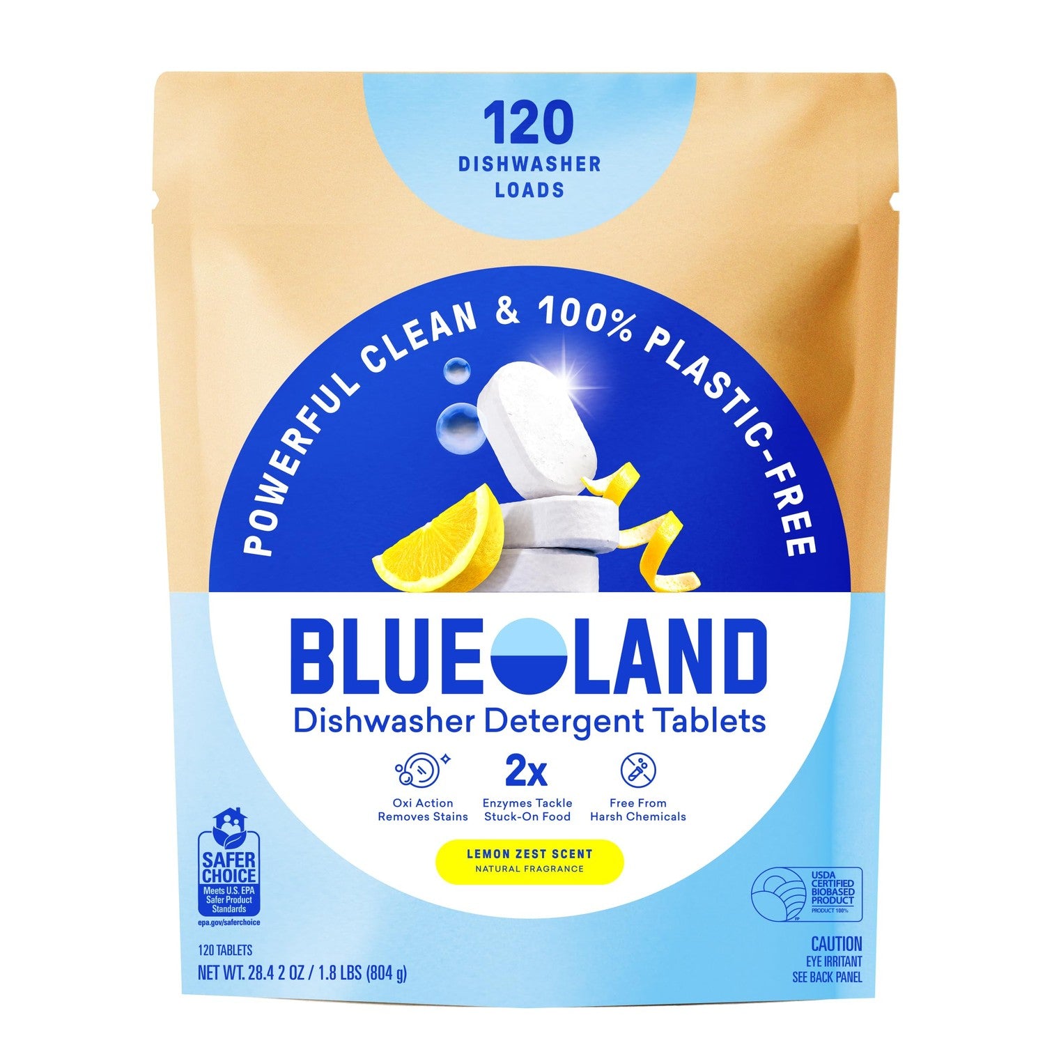 Buy now BLUELAND 100% Plastic-Free Dishwasher Detergent Tablets, 36 Count, Free & Clear, Eco-Friendly Dishwashing Pods, Natural, USDA Certified biobased at indiglob india