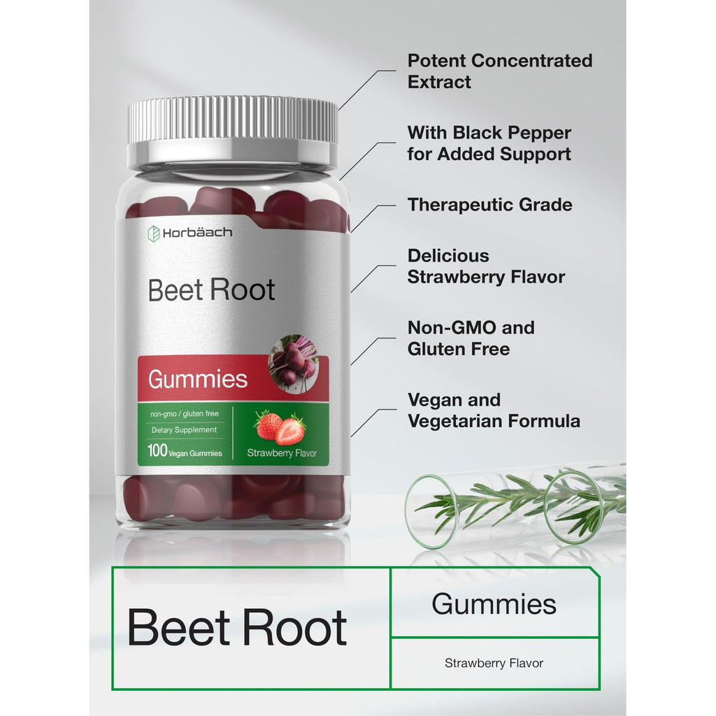 Horbäach Beet Root Gummies | Advanced Formula | 100 Count