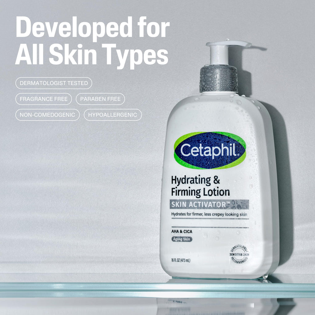 Cetaphil Skin Activator Firming Body Lotion, AHA & CICA, 16 Fl Oz | Anti-Aging Moisturizer For Dry, Sagging Skin, Mandelic Acid AHA + Centella Asiatica CICA, Firms And Hydrates Mature Skin