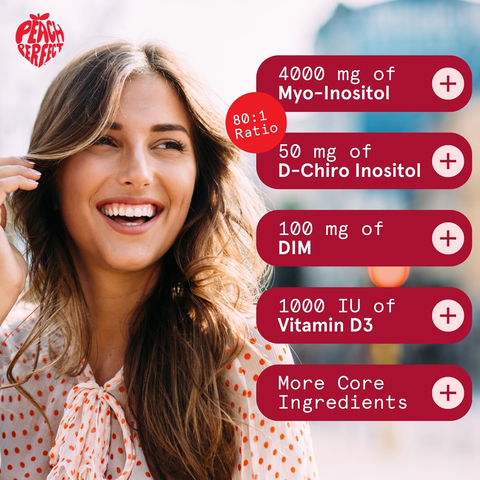 Peach Perfect Inositol Powder Multivitamin, Pink Lemonade Flavor – 4g Myo & D-Chiro Inositol, DIM, Zinc, Magnesium Glycinate, Vitamin D3 – Supports Women’s Health, Cycle, Energy, 30 SVG