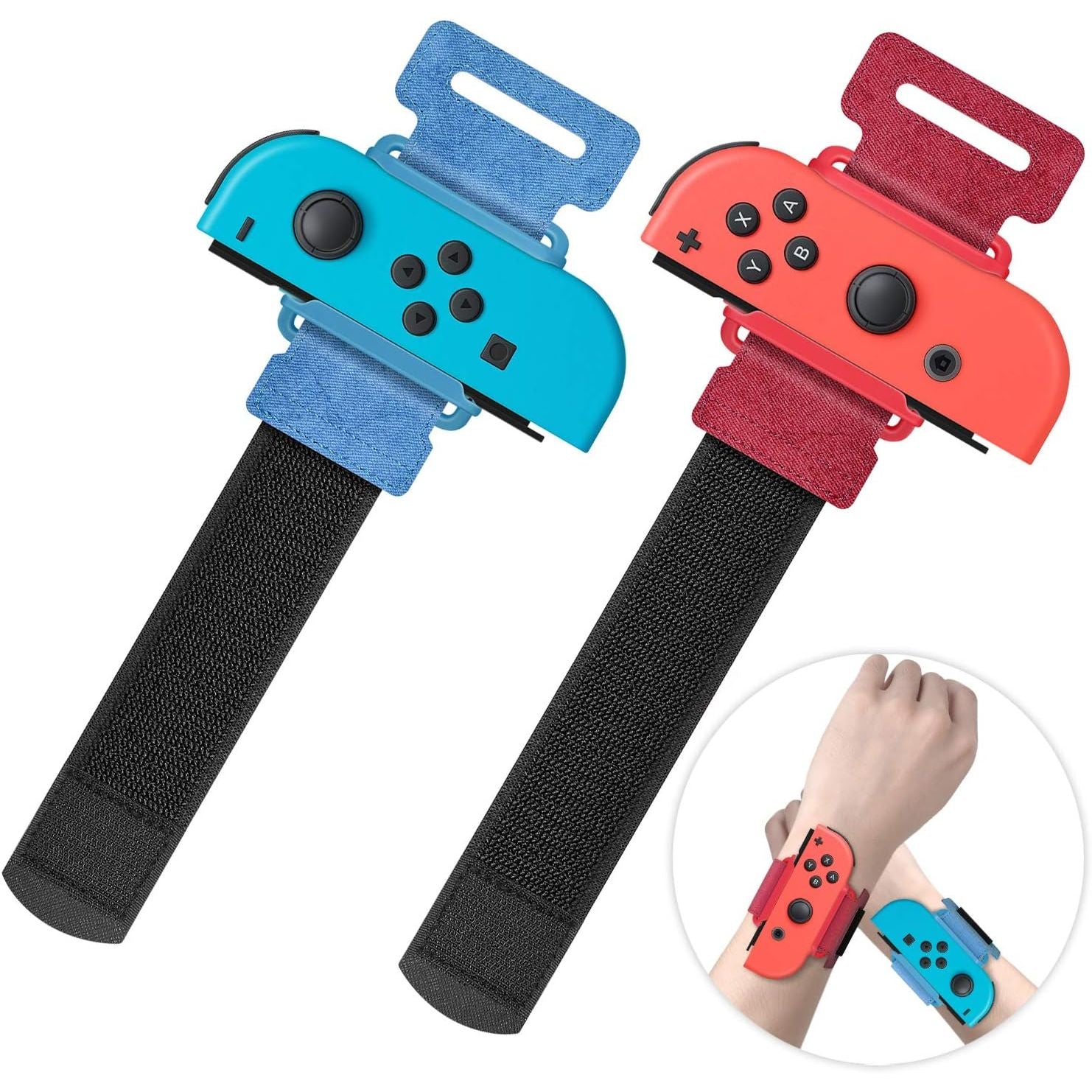 Buy now YUANHOT Wrist Bands for Nintendo Switch Just Dance 2025 2024 2023 & Zumba Burn It Up, Adjustable Elastic Straps for Switch & Switch OLED Joy Con Controller, 2 Pack Wristbands for Kid and Adult - Black Red Blue at indiglob india
