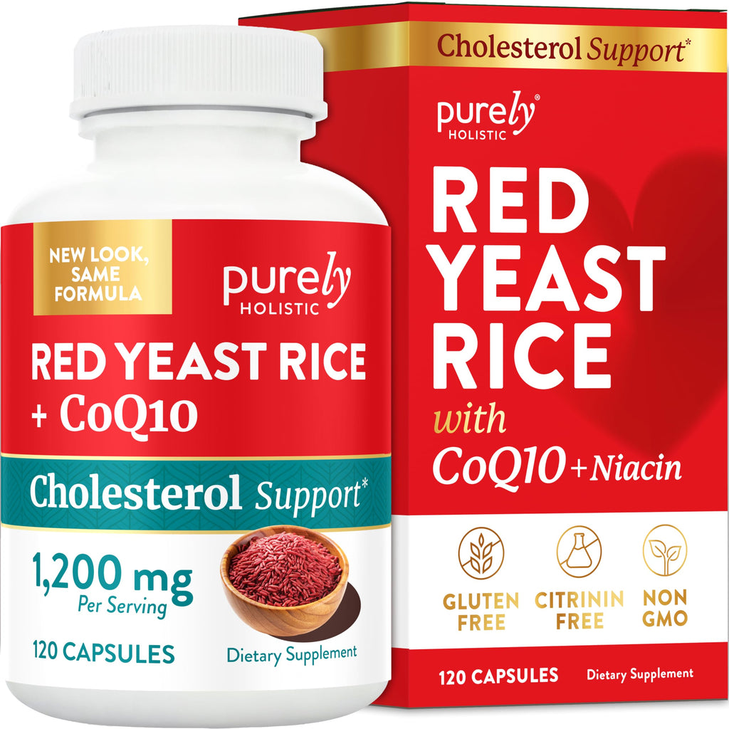 Red Yeast Rice with CoQ10 Supplement, Cholesterol & Heart Health Support | Extra Strength Red Yeast Rice 1200 MG (600 MG Per Capsule), Citrinin-Free, Doctor-Formulated, Non-GMO, Vegan, 120 Capsules