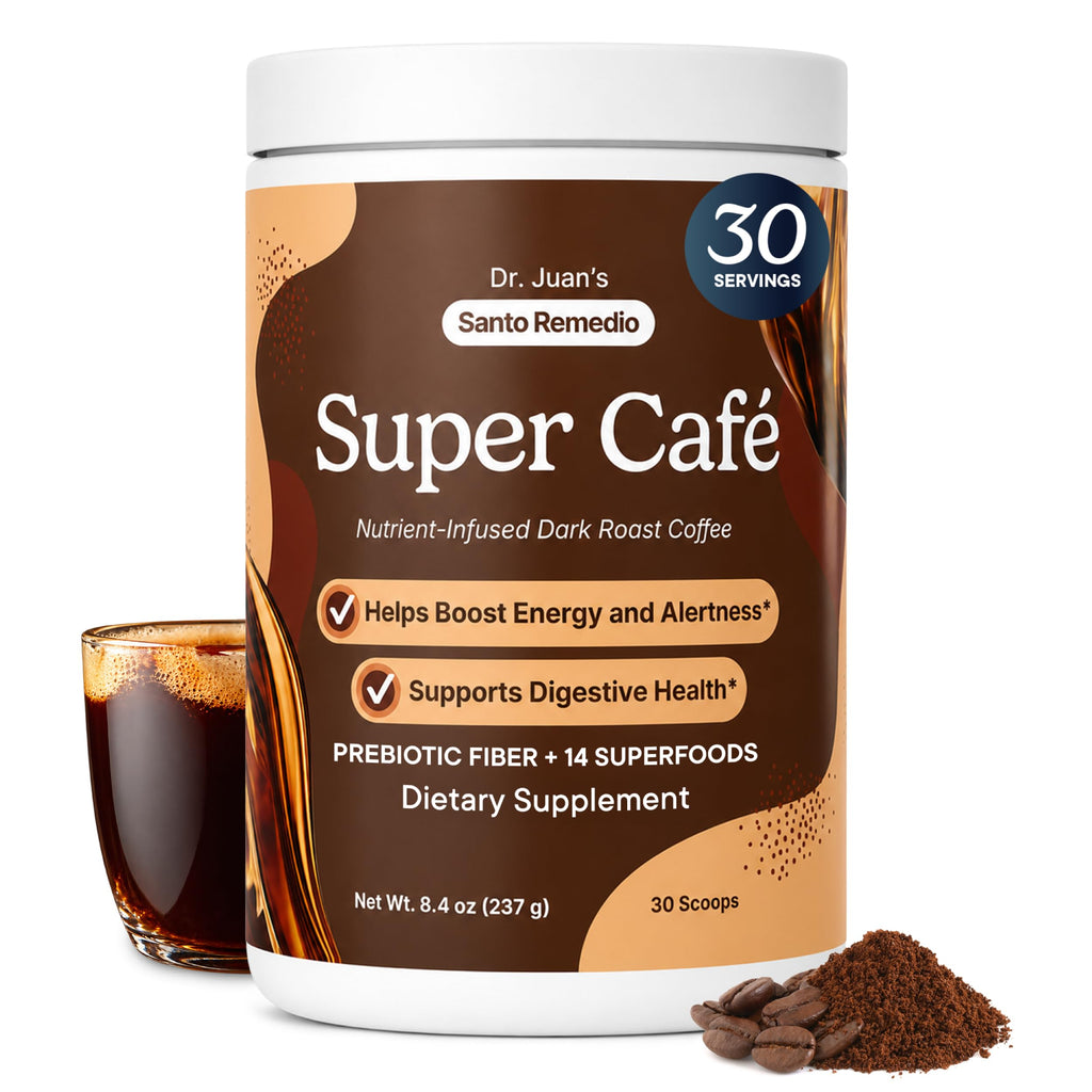 Santo Remedio Super Café, Nutrient Infused Dark Roast Coffee, 30 Servings