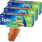 Buy now Ziploc XL Sandwich and Snack Bags with EasyGuide Texture, Plastic Storage Bags with Grip 'n Seal Technology, 90 Bags Total 90 Count at indiglob india