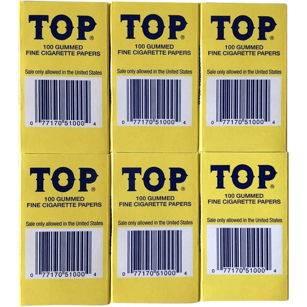 TOP Rolling Papers, 6 Pack Bundle, 600 Cigarette Paper Leaves Total