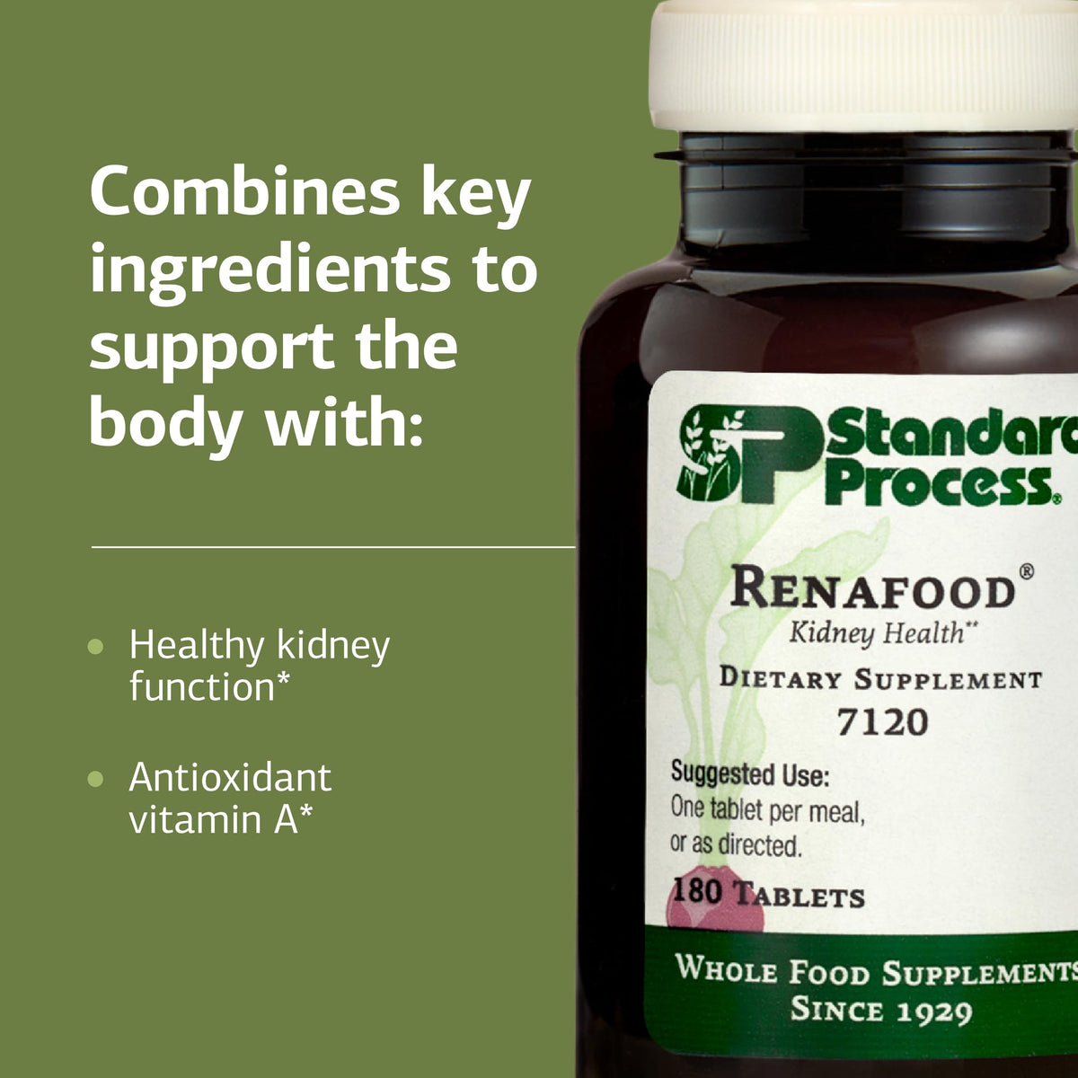 Standard Process Renafood, Kidney Function Support Supplement, 180 Tablets