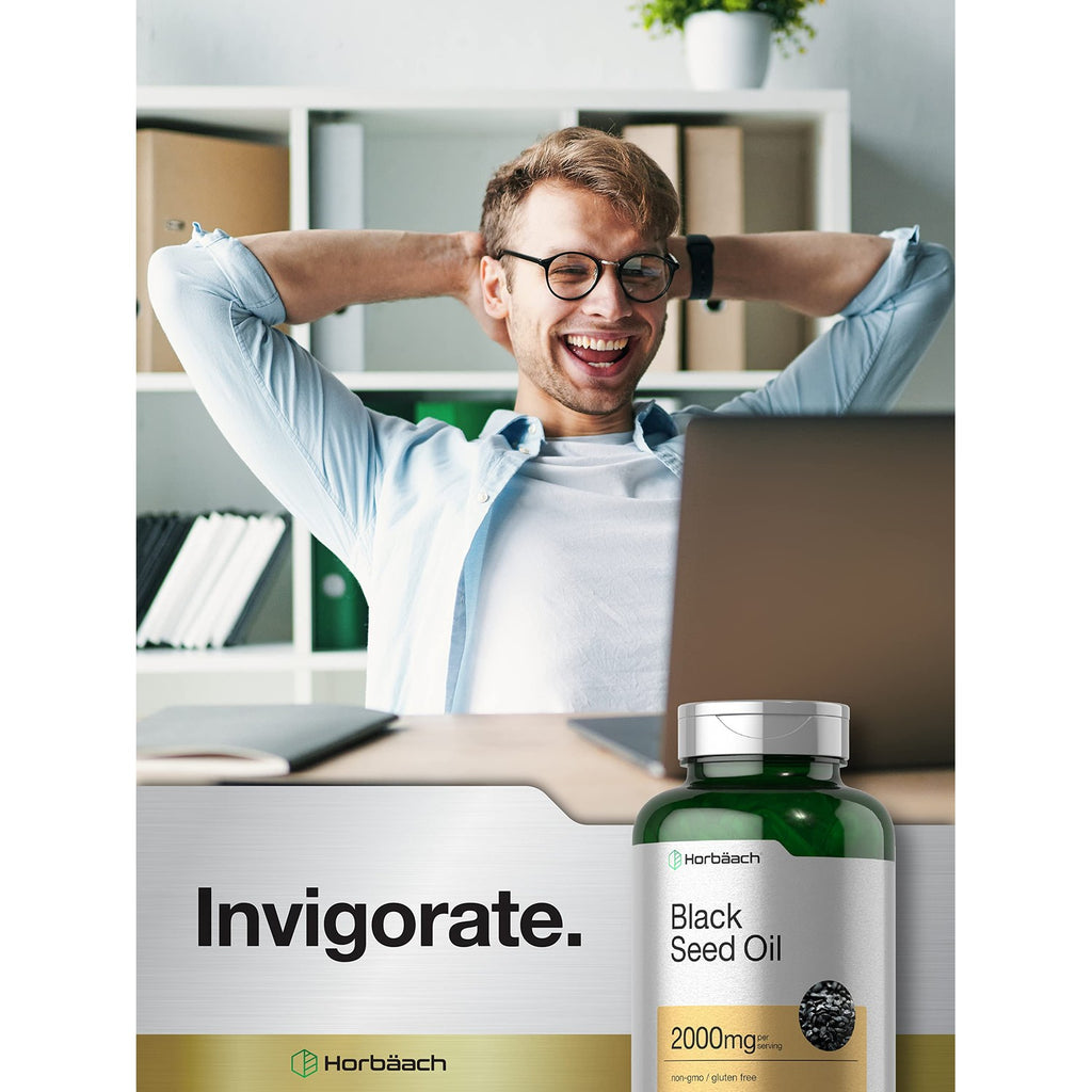 Horbaach Black Seed Oil Cold Pressed Softgel Capsules | 2000mg | 120 Count | Supplement with Omega 6 and 9 | Nigella Sativa | Non-GMO and Gluten Free