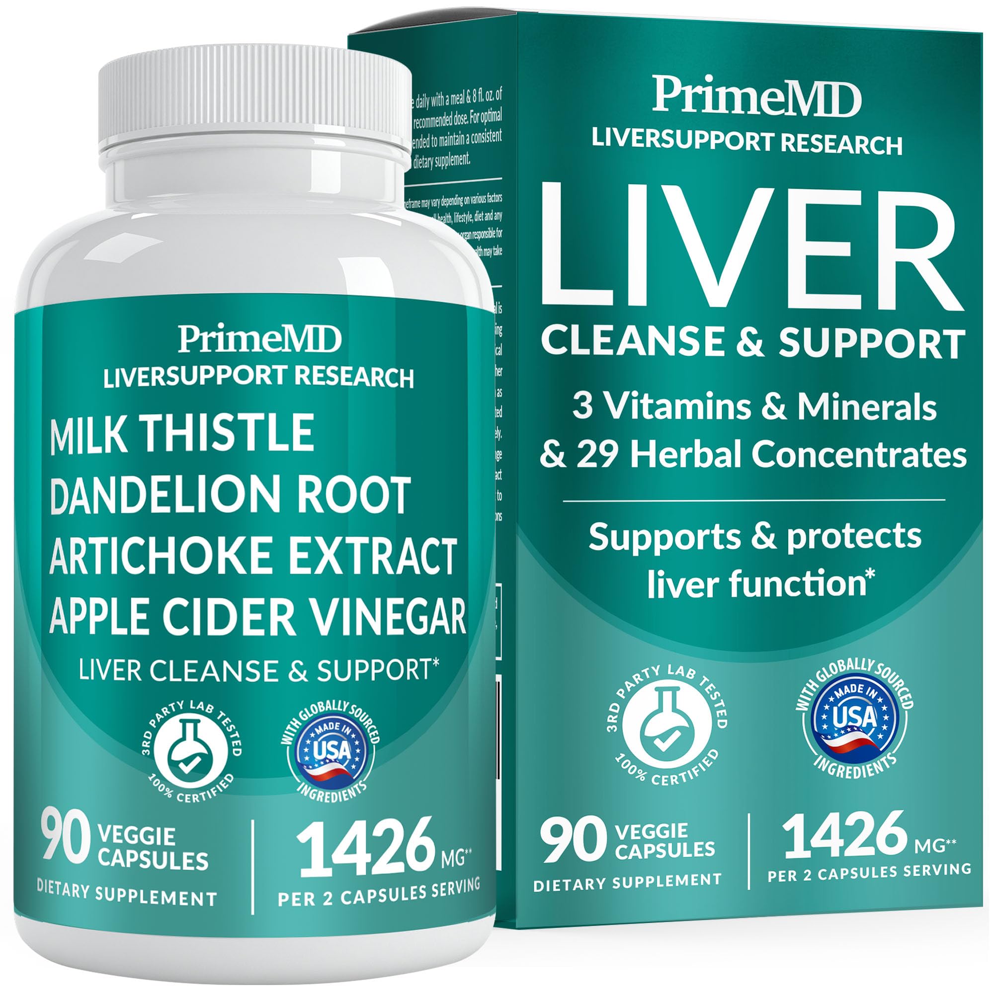 32-in-1 Liver Support Milk Thistle, Artichoke & Beetroot, 90ct | Liver Health and Wellness Support, Milk Thistle, Silymarin, Artichoke Extract and Beetroot, Liver Supplement
