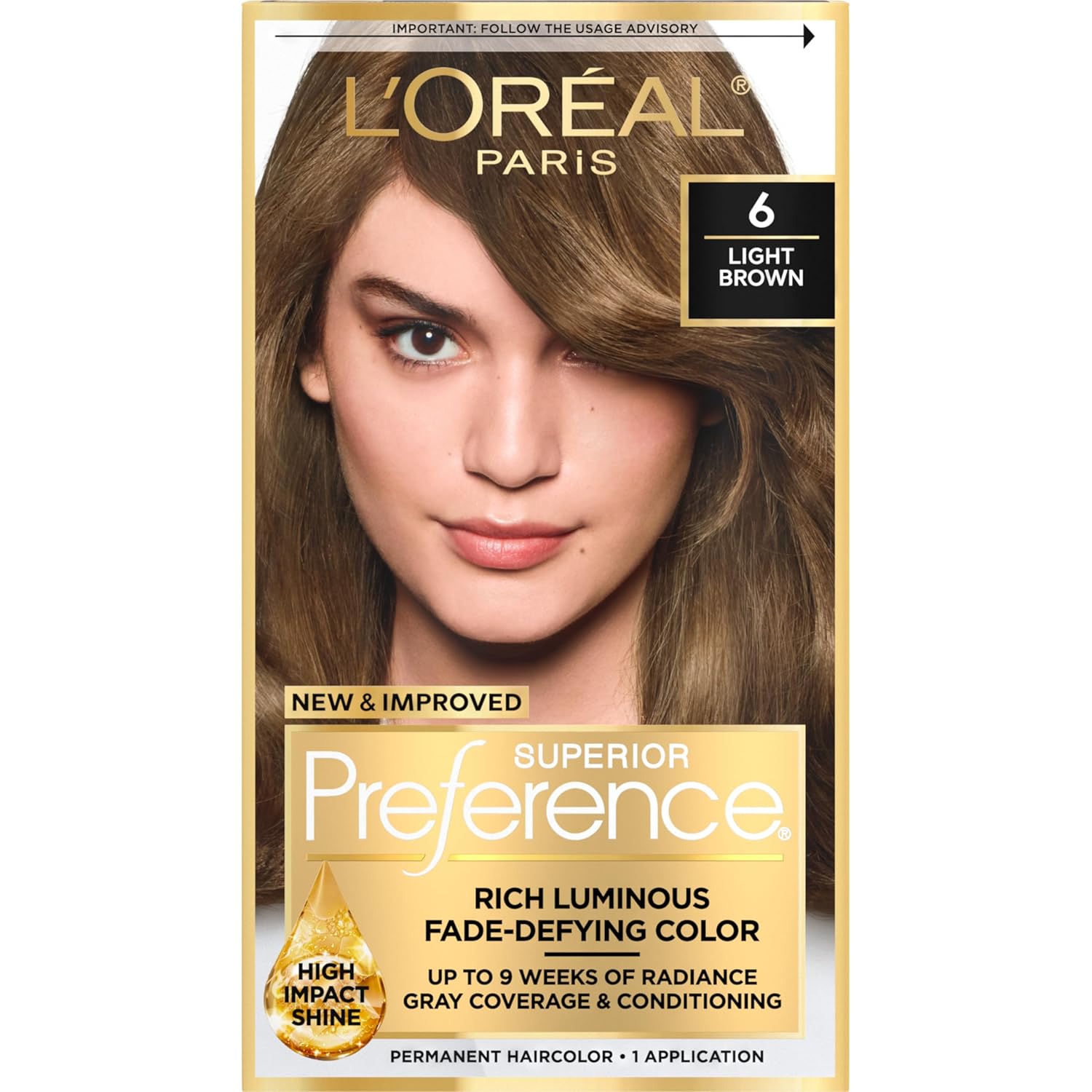 Buy now L'Oreal Paris Superior Preference Luminous Fade-Defying Permanent Hair Color, Hair Dye For Up to 9 Weeks of Radiance, Light Ash Blonde 9A, 1 Hair Dye Kit 6 Light Brown 1 Count (Pack of 1) at indiglob india
