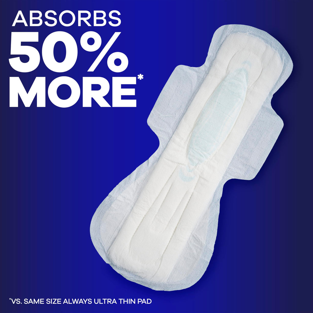 Buy now Always Maxi Feminine Pads For Women, Size 5 Extra Heavy Overnight Absorbency, With Wings, Unscented, Pack Of 20 at indiglob india