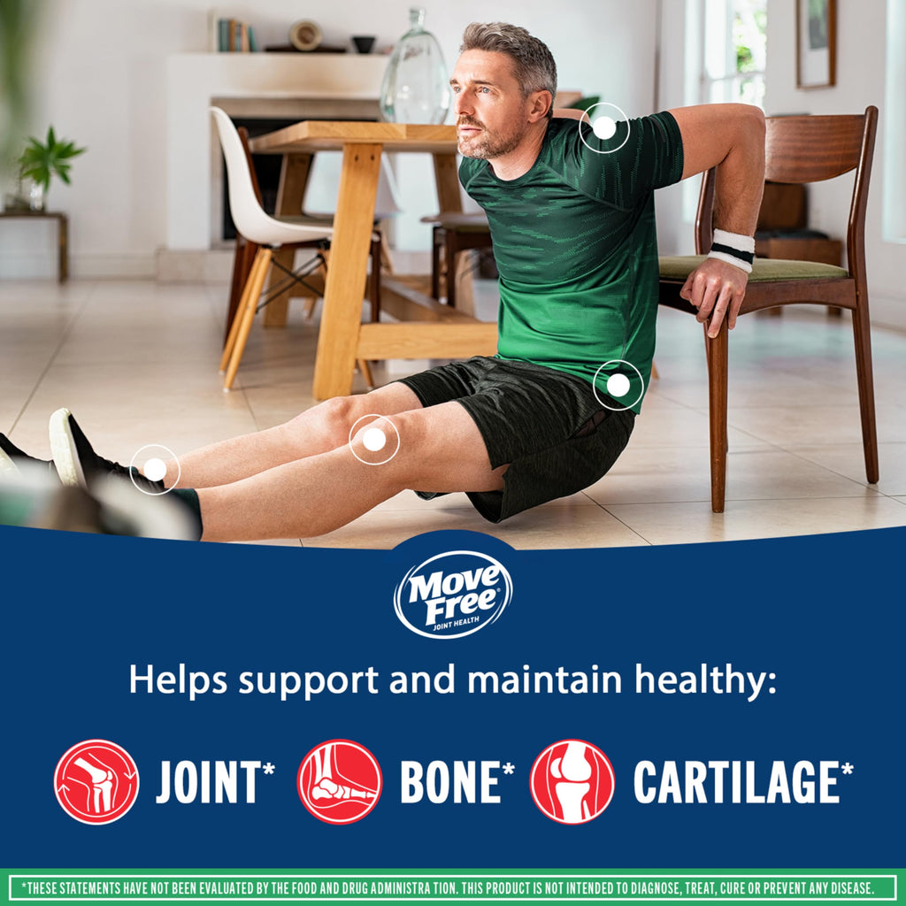 Move Free Advanced Joint Support, Glucosamine, Chondroitin + MSM - 120 ct | Supports Mobility Comfort Strength Flexibility & Bone, 40 Servings, Bone & Joint Support Supplement tablets, Fruitx-B