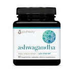 Youtheory Ashwagandha, 1,000 mg, 60 Vegetarian Capsules, 30-Day Supply | Stress and Cortisol Support Supplement*, Adaptogenic Herbal Blend with Organic KSM-66 Ashwagandha and Ginger