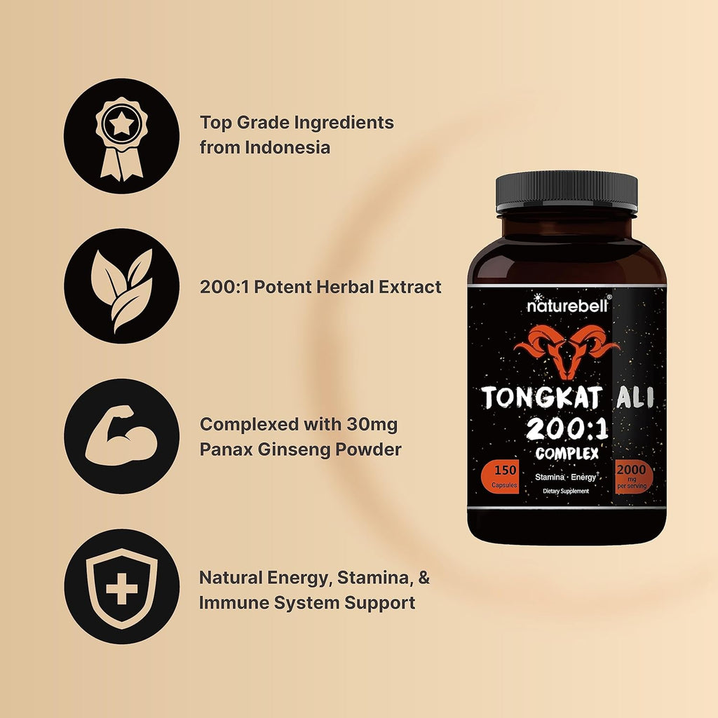 Buy now Tongkat Ali 200:1 (Longjack) Extract for Men, 2000mg Per Serving, 150 Capsules, Indonesia Origin, Eurycoma Longifolia | with Panax Ginseng for Energy, Stamina, & Male Health Support at indiglob india