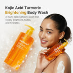 medicube Kojic Acid Turmeric Brightening Body Wash, 13.52 fl.oz | Shower Gel for Uneven Skin - Niacinamide, Vitamin C, AHA BHA, Deep Cleansing & Hydrating, Easy & Effective, 13.52 fl.oz