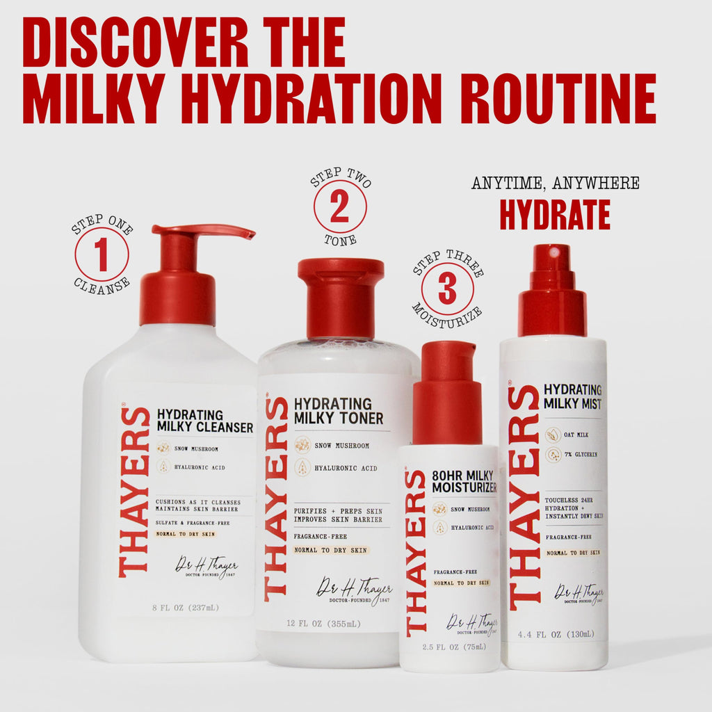 THAYERS Milky Mist with Oat Milk & 7% Glycerin, Facial Spray for Skin Barrier Repair & 24 Hour Hydration, Toner Spray Made for All Skin Types, Fragrance-Free, 4.4 fl oz