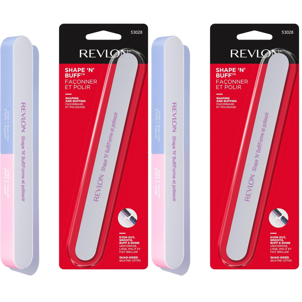 Revlon Shape 'N' Buff Nail Buffer Block, All-in-One Manicure Tool for Shaping & Shining Natural Fingernails, 1 Count