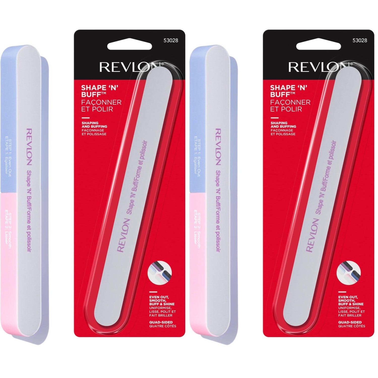 Revlon Shape 'N' Buff Nail Buffer Block, All-in-One Manicure Tool for Shaping & Shining Natural Fingernails, 1 Count