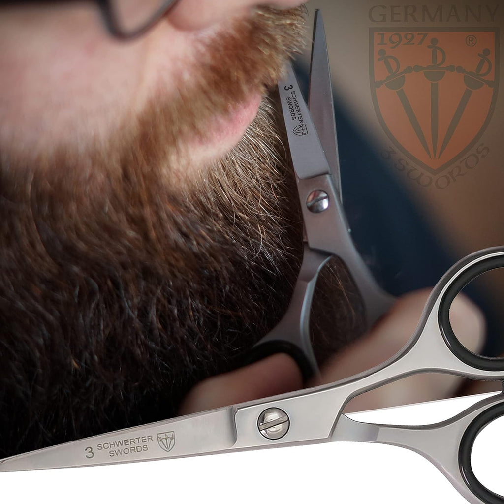Buy now 3 Swords Germany â€“ professional BEARD MUSTACHE HAIR SCISSORS, stainless steel, straight blade, sharp, with black case at indiglob india