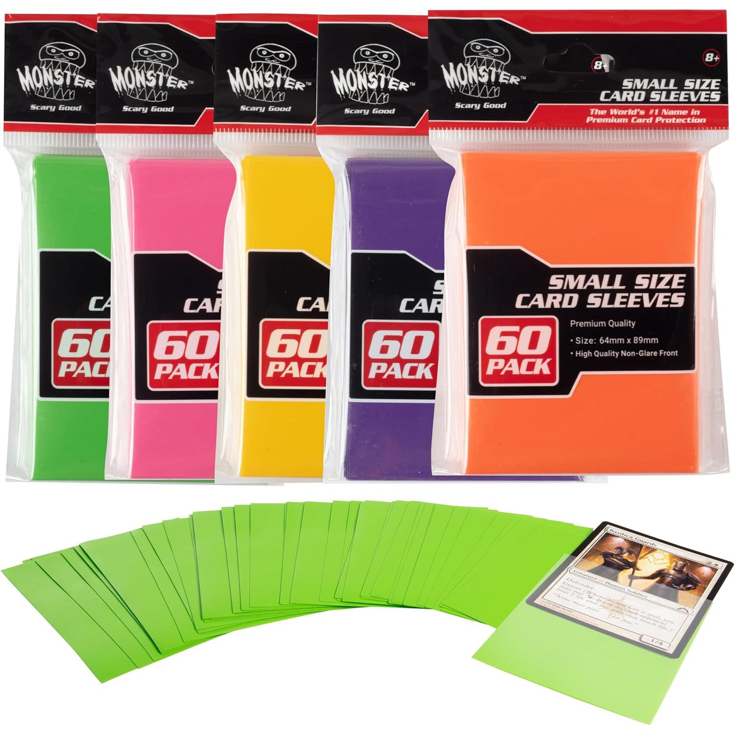 Buy now Monster Protectors Card Sleeves(300 Pack) -Small Size(64mm x 89mm) Bright Multi-Color Set of Card Protectors-Compatible with Yugioh & other Collectible TCGs & Sports Cards- Keep cards safe during play at indiglob india