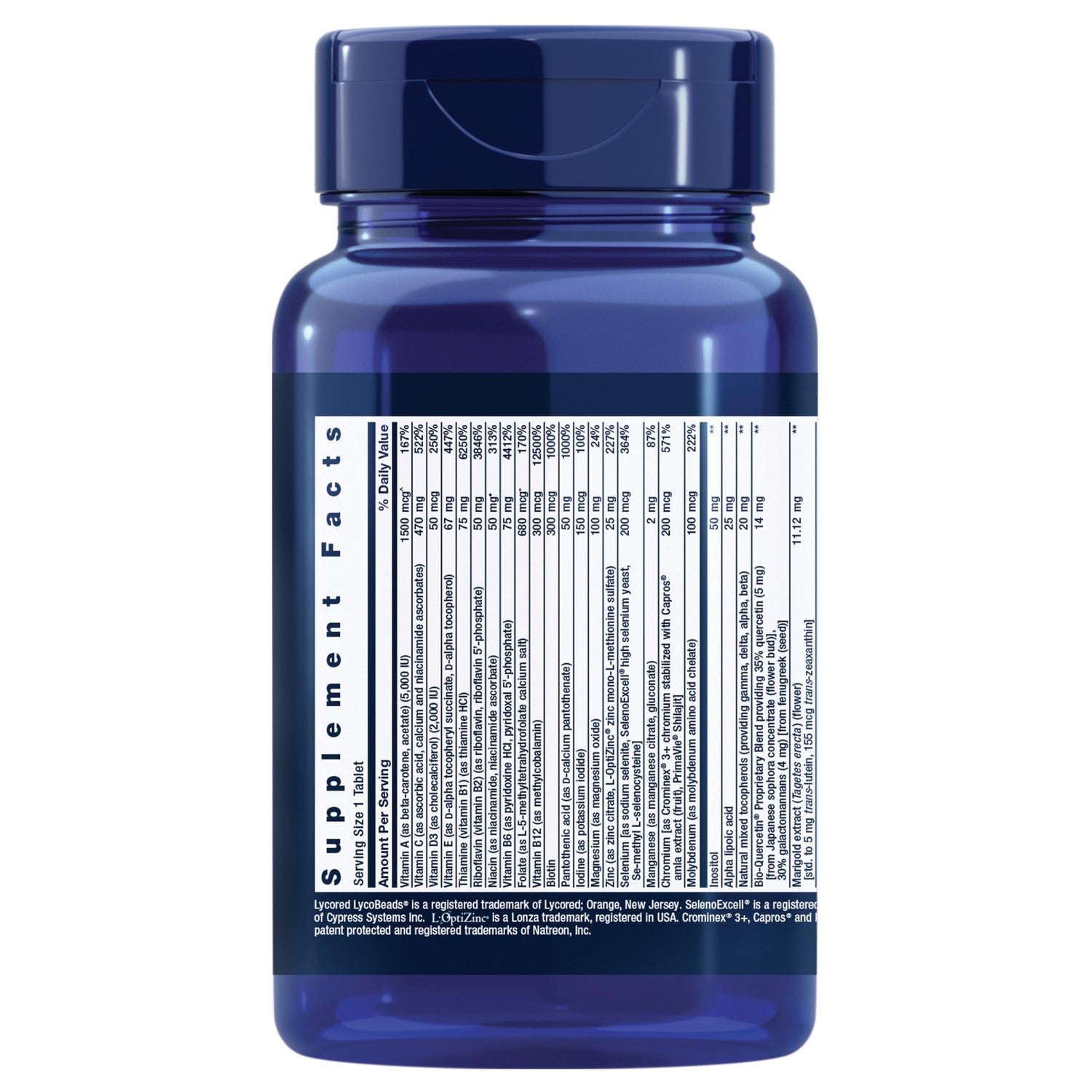 Life Extension One-Per-Day Multivitamin – Packed with Over 25 Vitamins, Minerals & Plant Extracts, Quercetin, 5-MTHF Folate & More – 1-Daily, Non-GMO, Gluten-Free – 60 Tablets