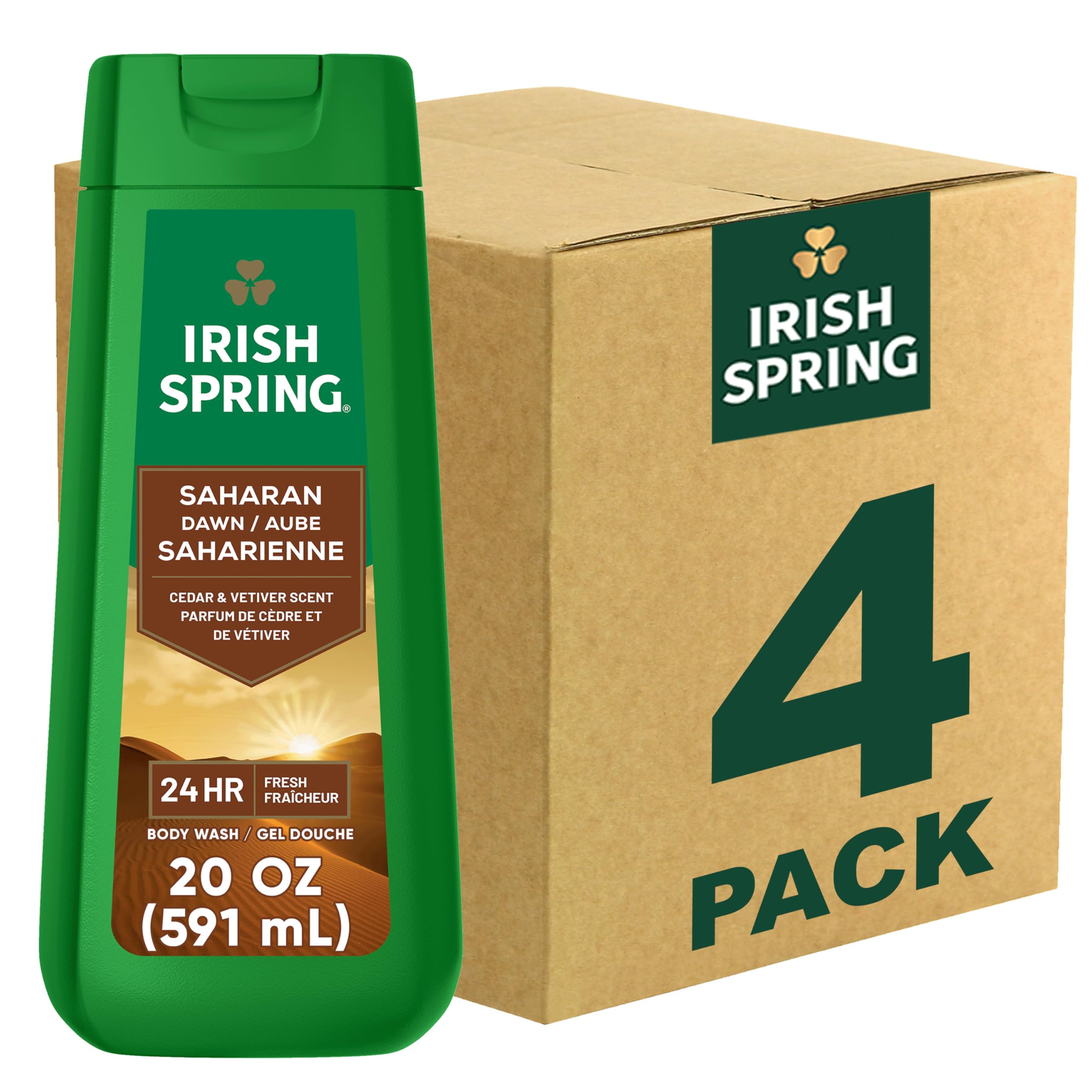 Irish Spring Original Moisturizing Body Wash for Men, 24-Hour Fresh, Face and Body Wash, Men’s Body Wash, Biodegradable Ingredients, Paraben Free, Cool Fresh Scent, 20 fl oz Bottle (2 Pack)