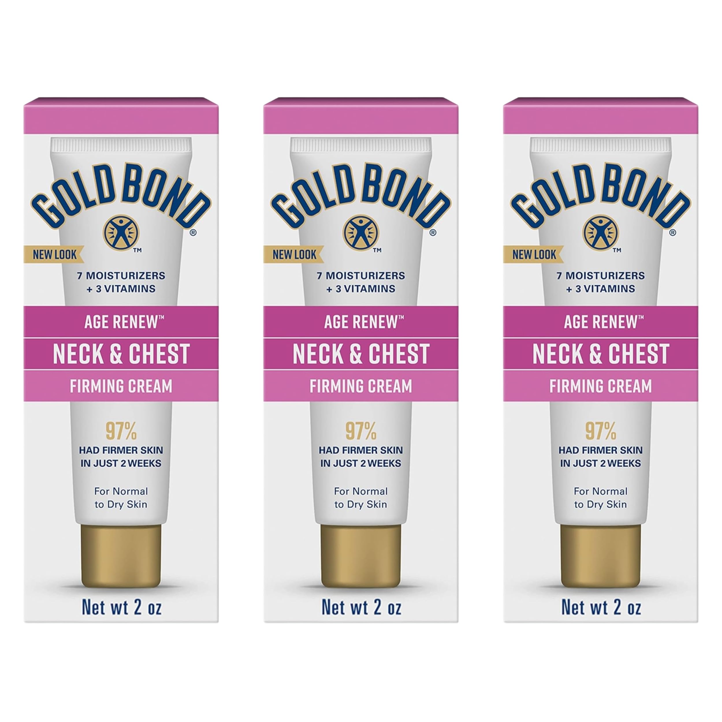 Gold Bond Age Renew Neck & Chest Firming Age Renew Cream, 2 oz | Firmer-looking skin, hyaluronic acid neck firming cream, improves elasticity and texture, dermatologist and clinically tested